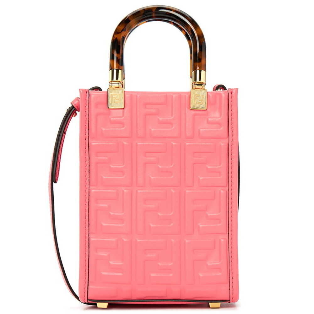 Fendi FF Monogram Leather Shoulder Bag Pink